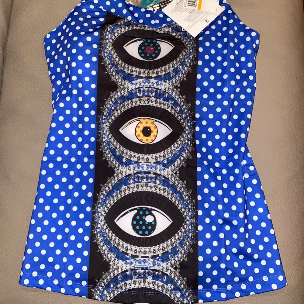 Fila Evil Eye Preppy Tank Top Atleisure Polka Dot Tennis PickleBall Size S M New - Picture 11 of 16